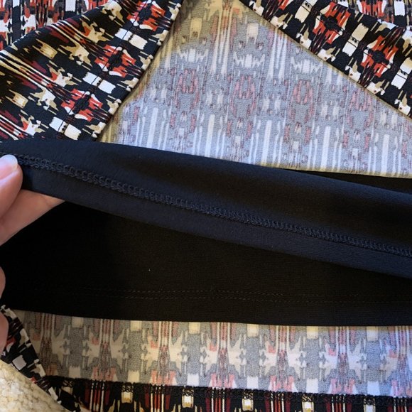 Rafaella Women's Black/Tan/Cream/Brick Print Knee Length Skirt Size M - Picture 5 of 6